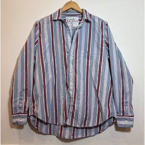 Frank & Eileen Eileen Striped Button Down Shirt Blue Burgundy Women Size Medium